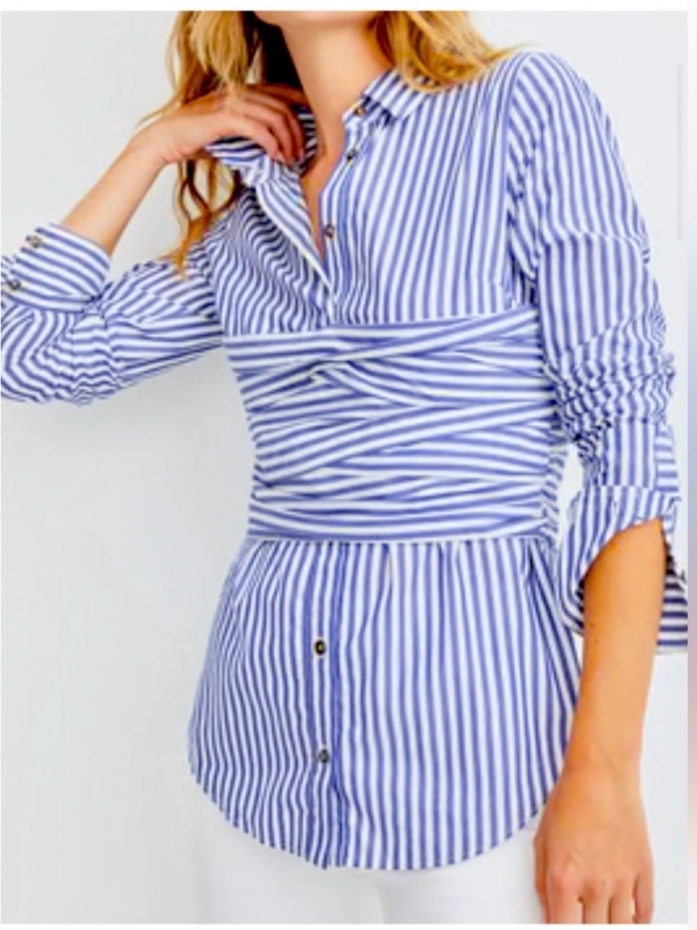 Veronica Beard Blue and White Striped ladies Shirt size 6